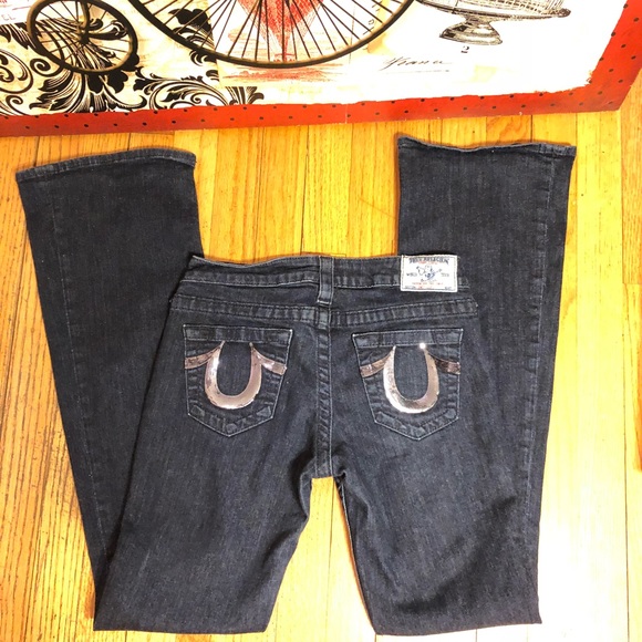 SZ 27-TRUE RELIGION DARK WASH BOOTCUT JEANS-32”ins - Picture 6 of 8